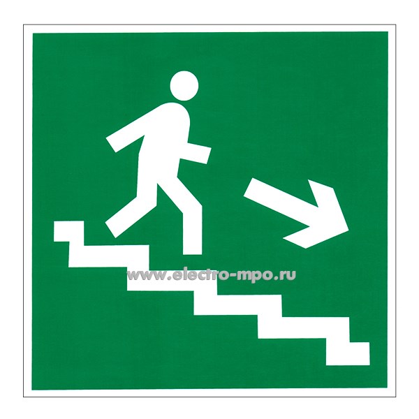 В3108. Знак Е13 &quot;Направление к эвакуационному выходу по лестнице вниз&quot; 200х200мм ПВХ пленка (Москва)