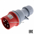 Р9852. Соединитель JiHN CNP 295 кабельный разъёмный 3Р+N+Е 0,5-1,5мм2 пластик IP68 красный (Электромонтаж)