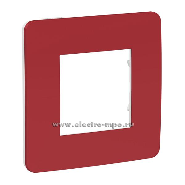 Р3412. Рамка-1 Unica New Studio Color NU280213 красная задняя панель белая (Schneider Electric)