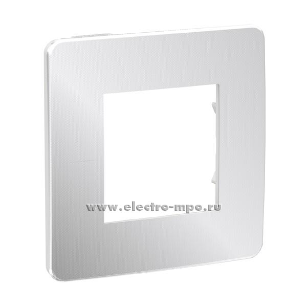 33459. Р3459 Рамка-1 Unica New Studio Metal NU280255 хром задняя панель белая (Schneider Electric)