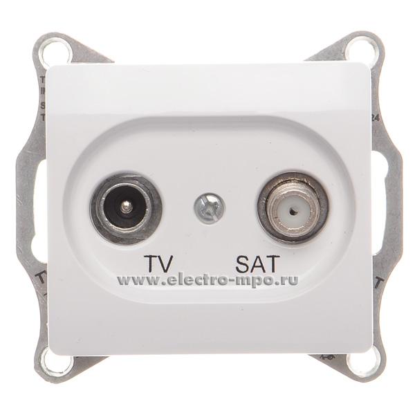 Ю0934. Механизм Glossa GSL000198 розетки TV/SAT проходной с/п белый (Systeme Electric)