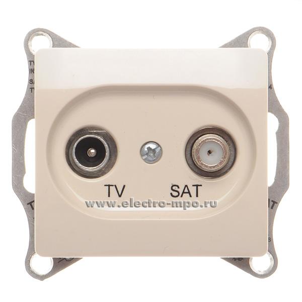 Ю0984. Механизм Glossa GSL000298 розетки TV/SAT проходной с/п бежевый (Systeme Electric)