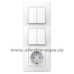 Р1687. Блок Blanca BLNBS102201 выкл. 2кл.+выкл. 2кл.+розетка &quot;евро&quot; с/п белый (Systeme Electric)