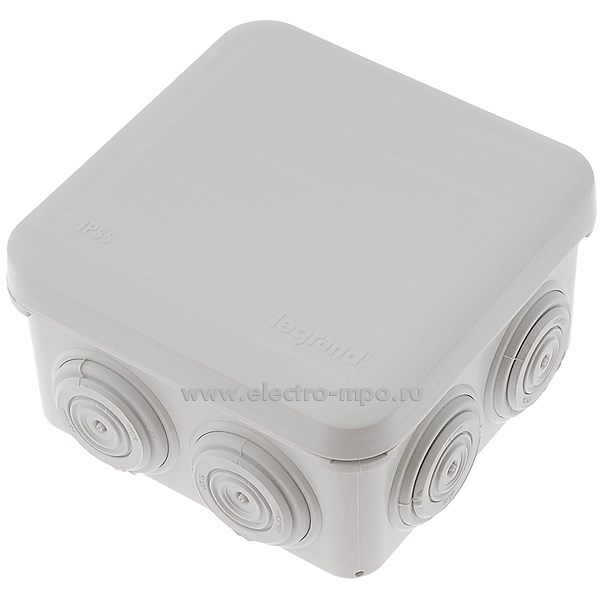 К0174. Коробка Plexo 092012 распаечная пластиковая с сальниками 80х80х45мм IP55 серая (Legrand)