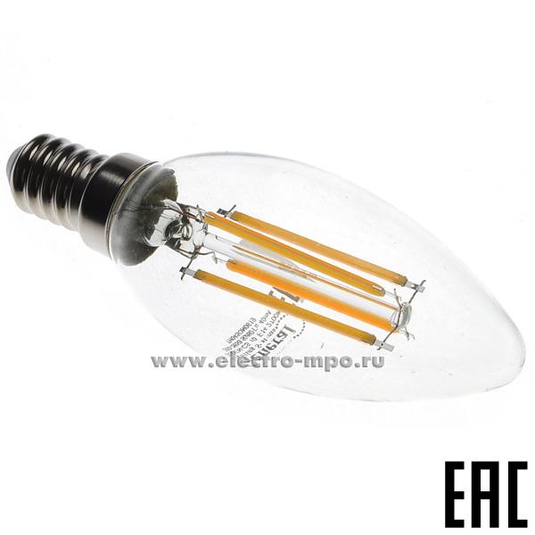 Л1312. Лампа 5Вт Filament прозрач. 649906 GLDEN-CS-10-230-E14-2700К светодиодная &quot;свеча&quot; т/б свет (Genera