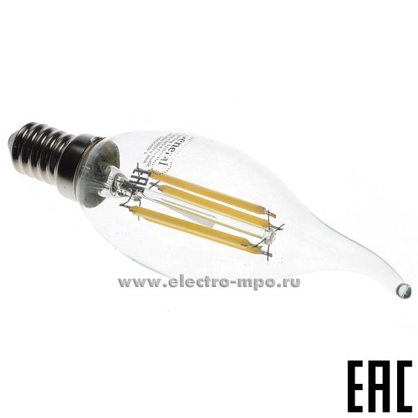Л1327. Лампа 4,3Вт Filament прозр.649987 GLDEN-CWS-8-230-E14-4500К светодиод &quot;свеча на ветру&quot; х/б свет (Ge