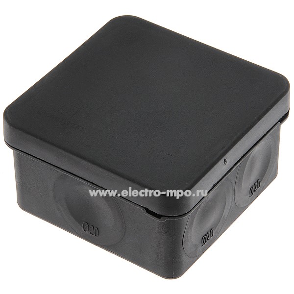 К0728. Коробка 60-0200-9005 распаечная пластиковая с мембранами 70х70х40мм IP66 черная HF (Промрукав)