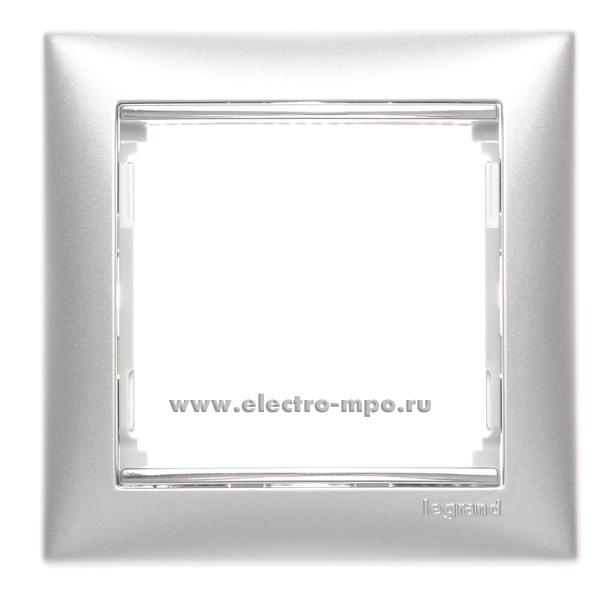 Р8083. Рамка-1 Valena 770351 алюминий вставка серебро (Legrand)