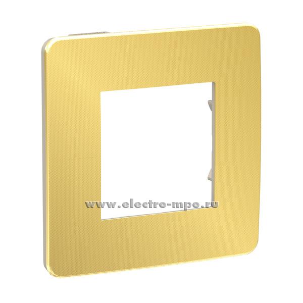 33474. Р3474 Рамка-1 Unica New Studio Metal NU280260 золото задняя панель бежевая (Schneider Electric)